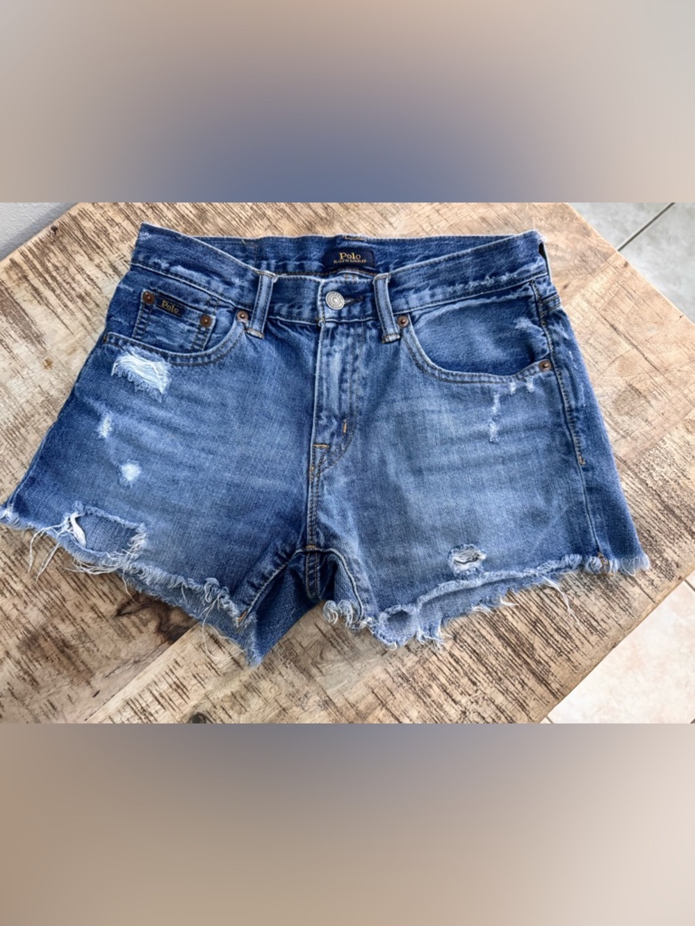 Ralph Lauren Distressed Denim Cutoff Shorts - Blue